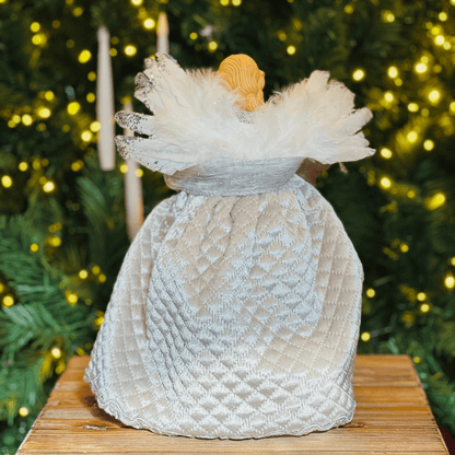 Anjo Natalino Com Arranjo Prata 30cm