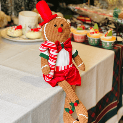 Gingerbread Natalino Menino Com Cartola Sentado de Pelúcia 48cm