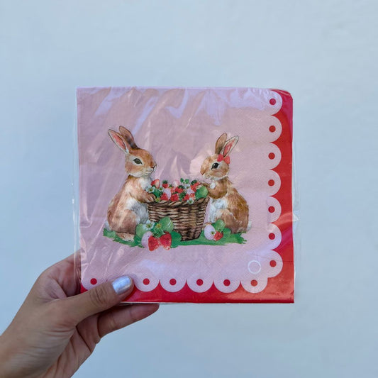 Guardanapo de Papel Morango Com 20 Peças - 33x33cm