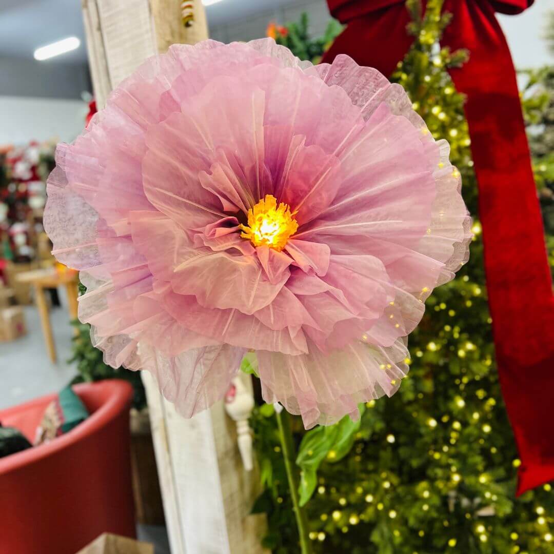 Flor Decorativa de Organza com LED Bivolt Lilás – 1,7m