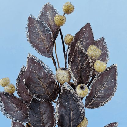 Haste de Folhagem com Glitter e Berry – 68cm