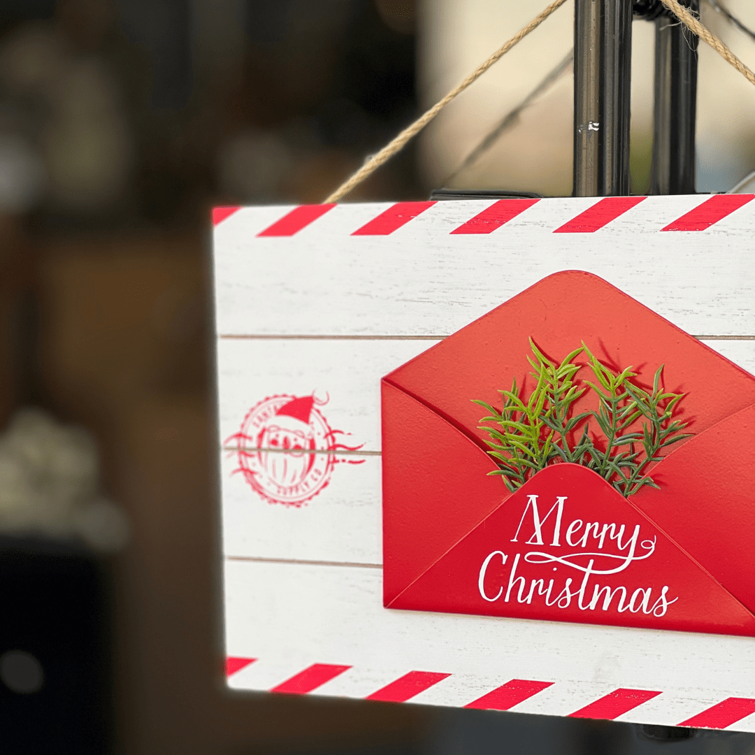 Placa Decorativa Natalina Carta Ao Noel 35,5x2,5x22cm