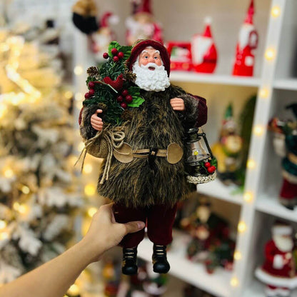Papai Noel Rústico Com Lampião - 40cm