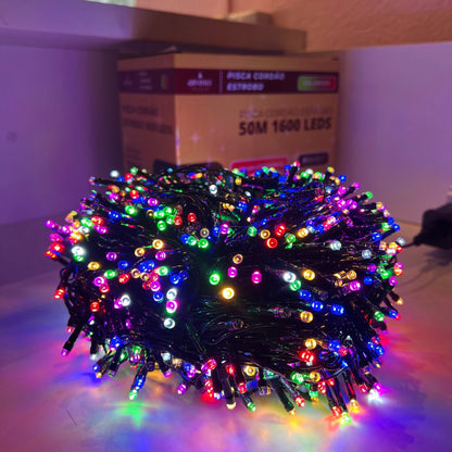 Pisca Estrobo Colorido Nova York - 50m/1600 Leds 320 flash's Bivolt