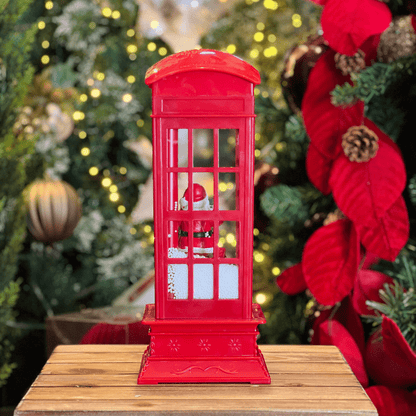 Cabine Telefonica do Noel Com Led, Som e Neve 30cm
