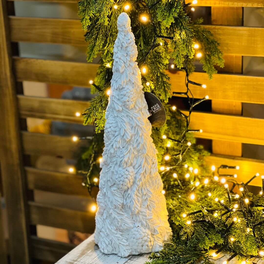 Árvore de Natal com Folhas Brancas – 37cm