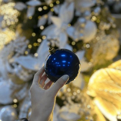 Jogo Com 6 Bolas Peroladas Azul Escuro 10cm