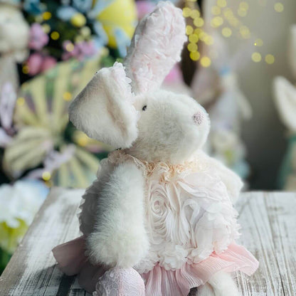 Coelha Pelúcia Roupa de Flores Rosa - 54cm