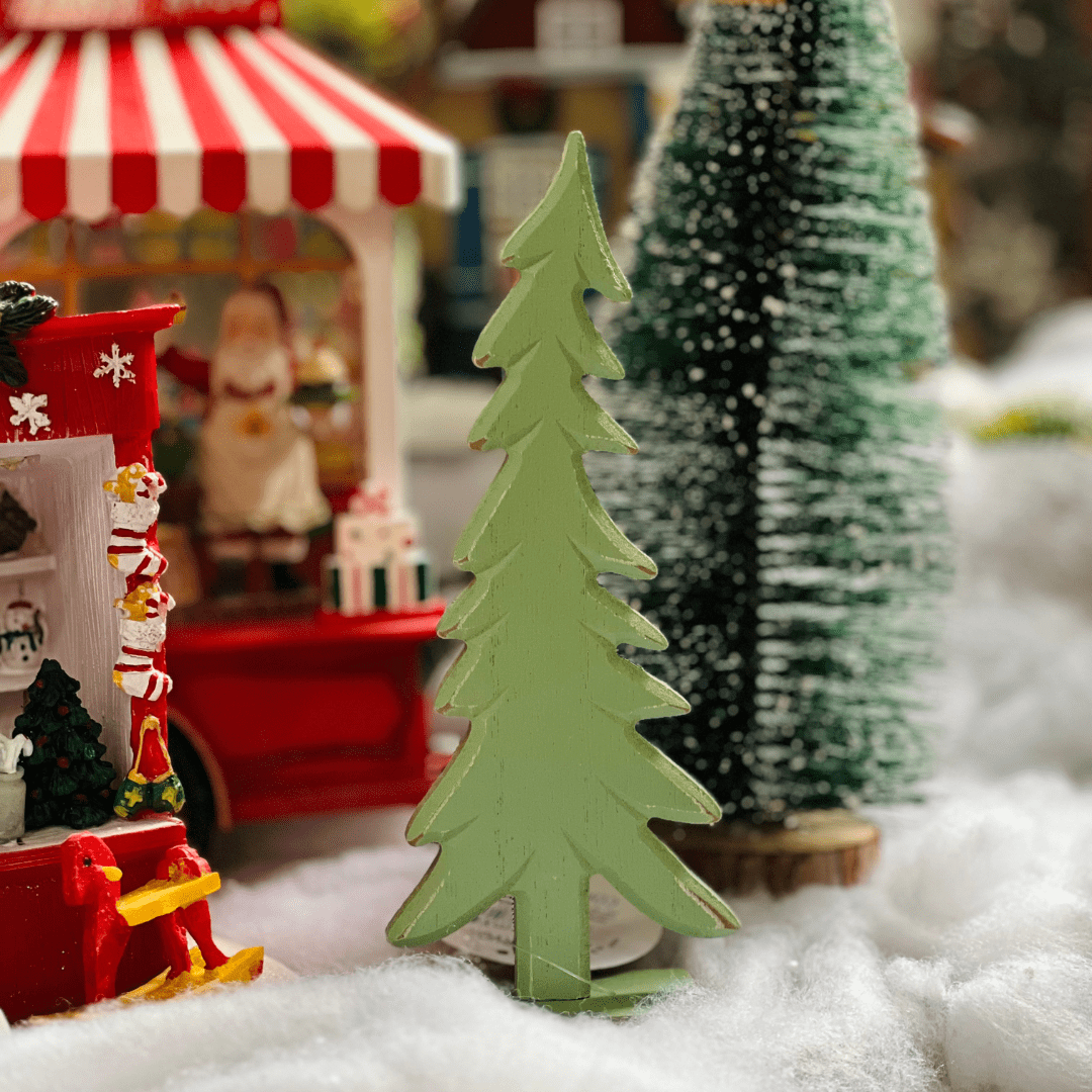 Árvore Natalina Verde de Madeira 21cm