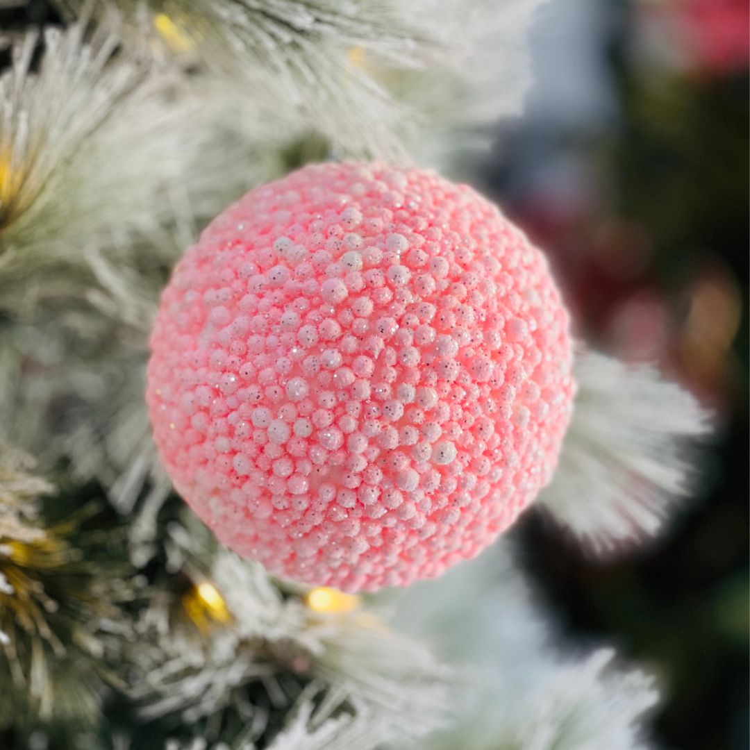 Bola Decorada de Natal Rosa - 15cm