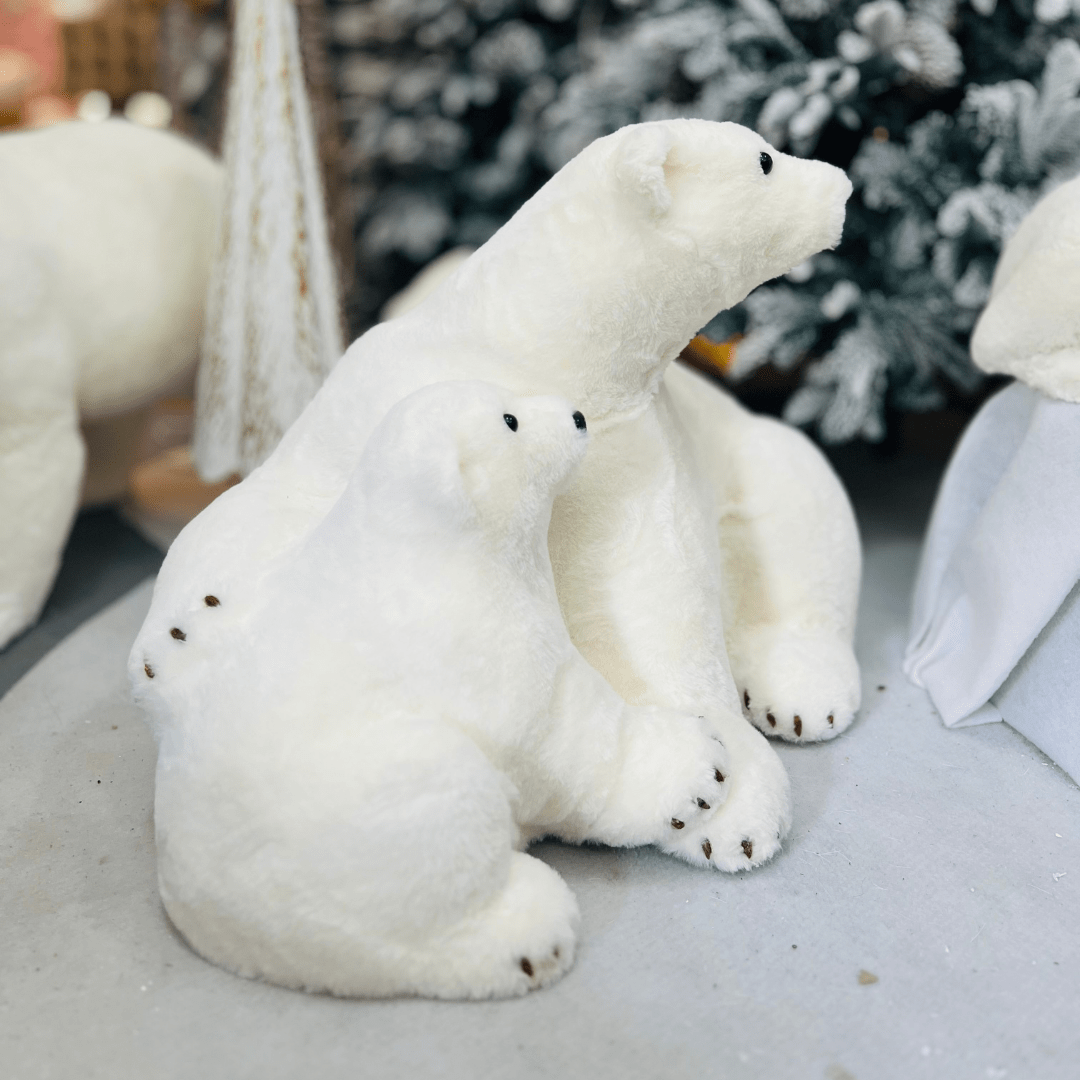 Urso Polar Com Filhote Natalino 100x50cm