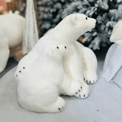 Urso Polar Com Filhote Natalino 100x50cm