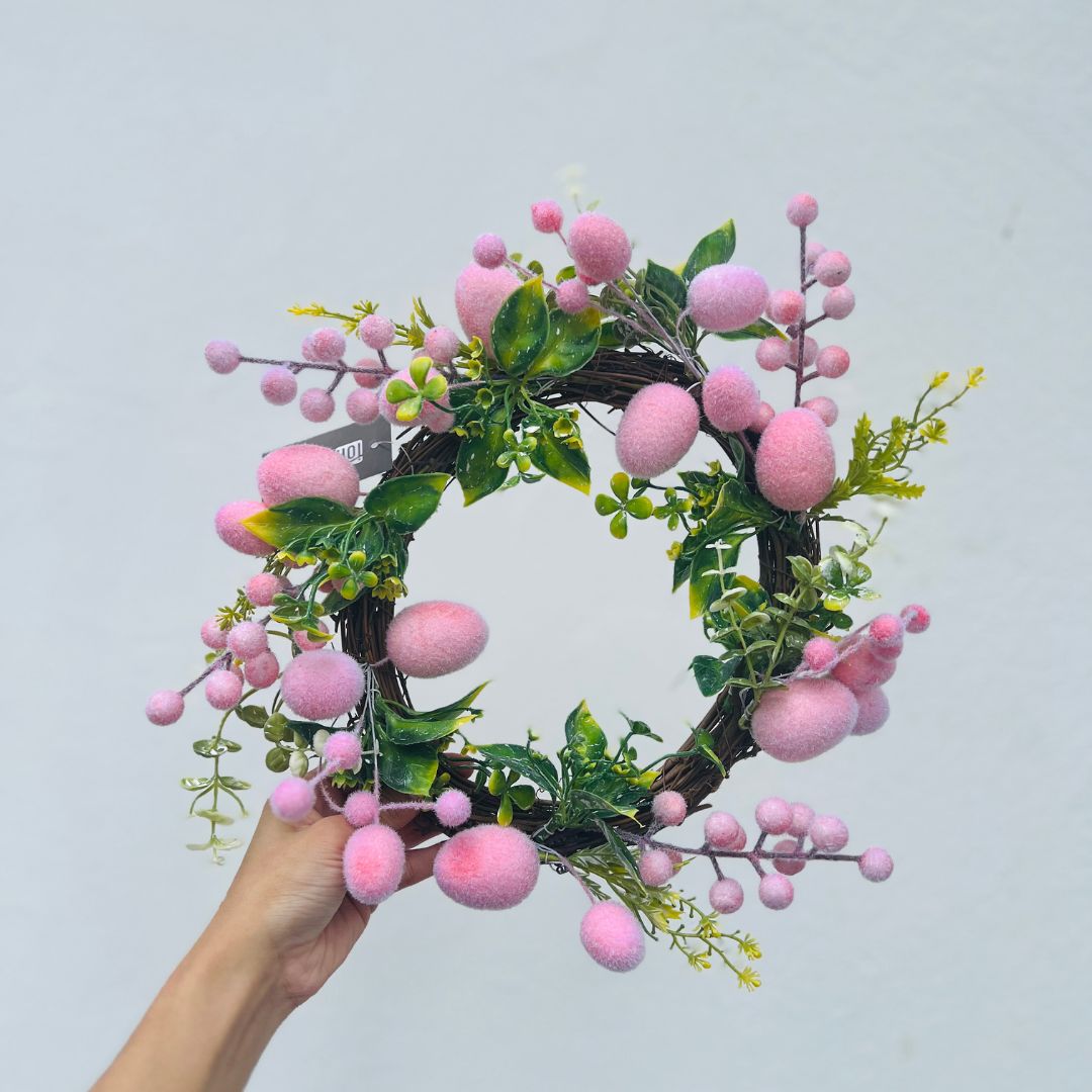 Guirlanda Com Ovos Rosa - 33cm
