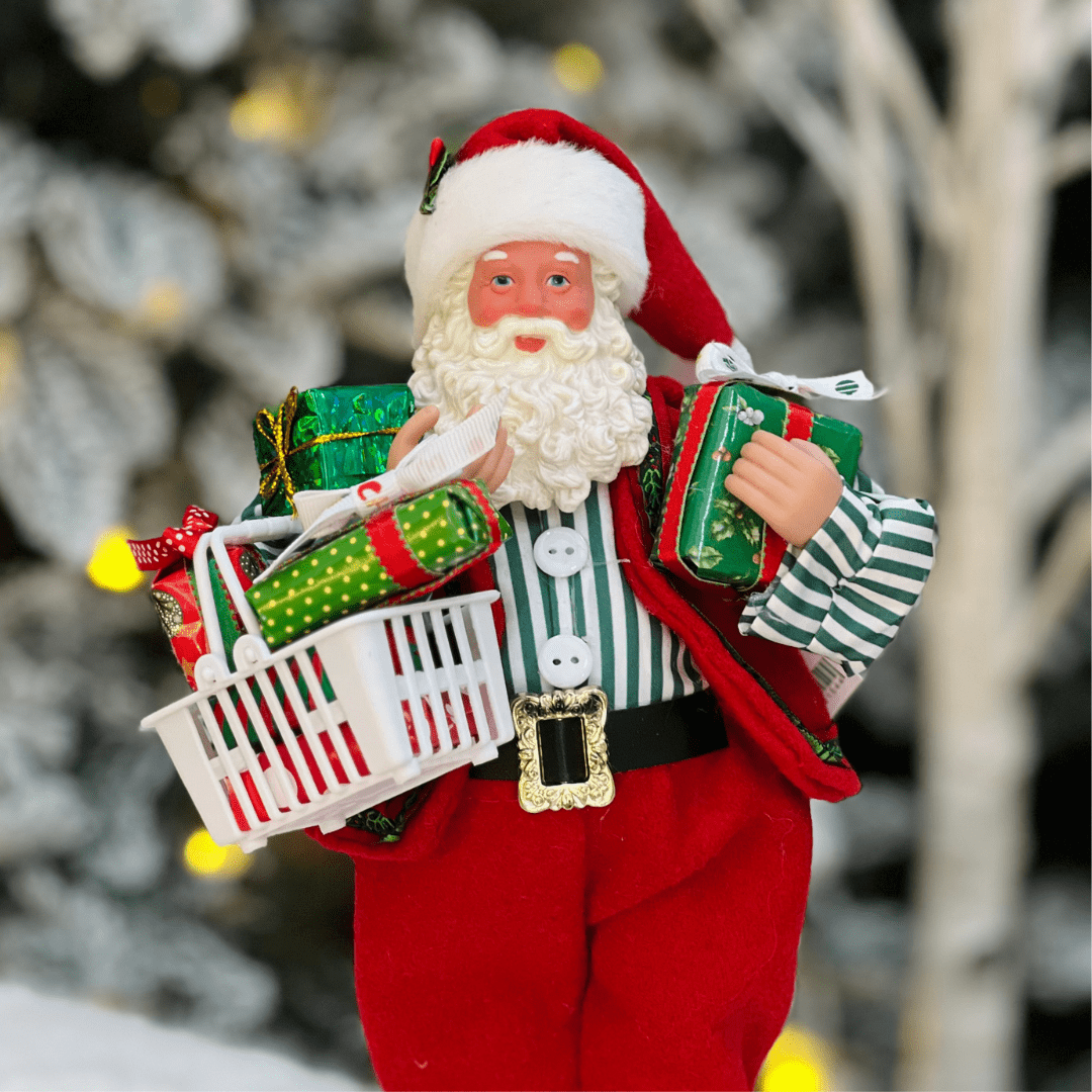 Papai Noel Colecionável Compras do Noel 28cm