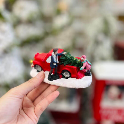 Cenário Natal Arvore no Carro Com Led 6,7x11,7x5,9cm