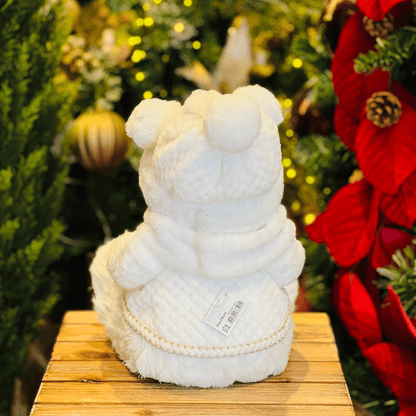 Urso Natalino Com Estrela Branco e Dourado de Sisal 36x24cm