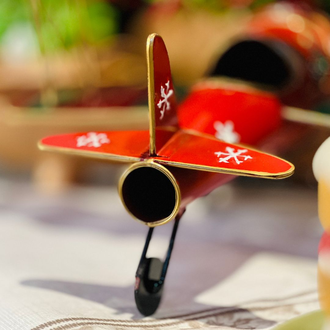 Avião de Natal Decorativo - 21x36,5x40,5cm