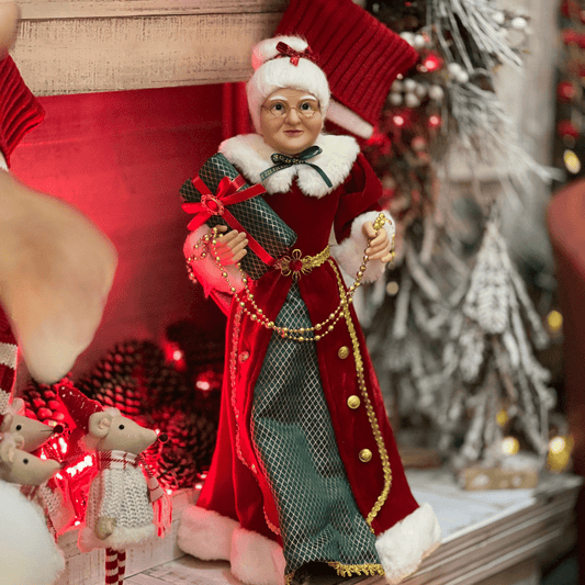 Mamae Noel Em Pé Verde e Vermelho 60cm