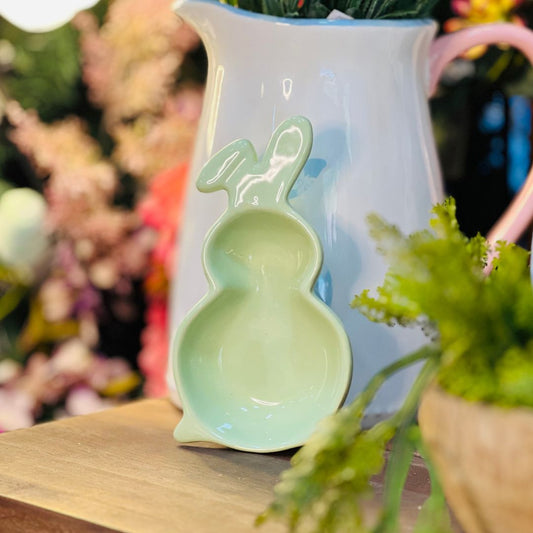 Petisqueira Decorativa Coelho Verde Pastel - 17cm