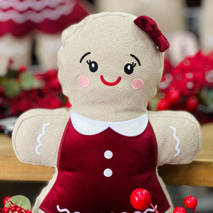 Almofada Natalina Formato Gingerlina Com Bordado 26cmx33