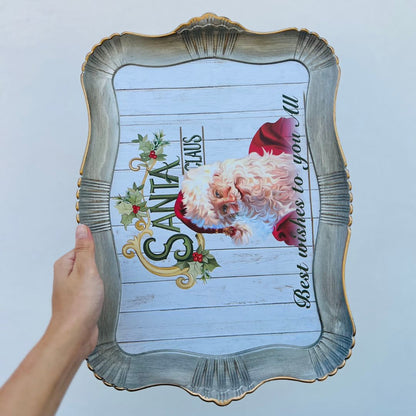 Bandeja Natalina Com Borda Ondulada - 42x32x2,2cm