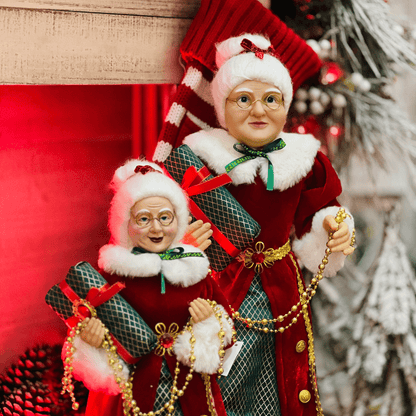 Mamae Noel Em Pé Verde e Vermelho 45cm
