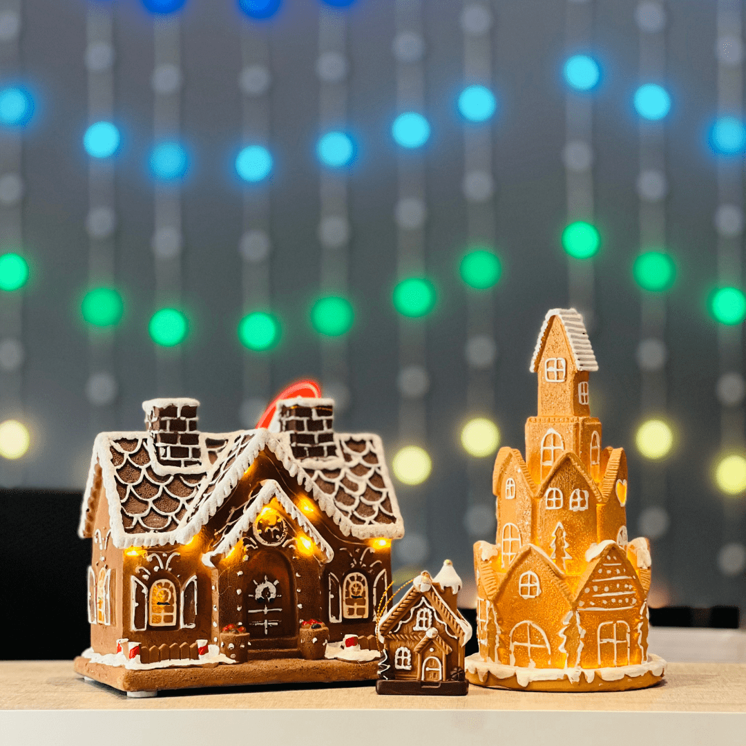 Castelo Gingerbread de Resina Com Led 20,5x11cm