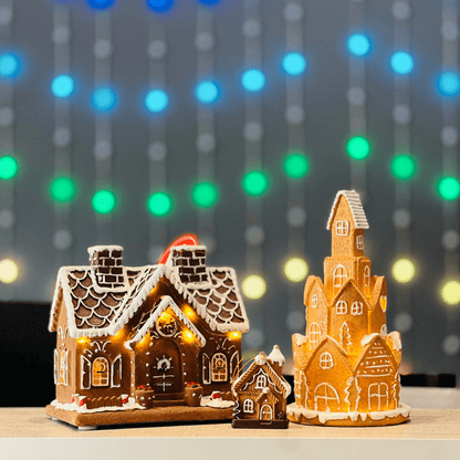 Castelo Gingerbread de Resina Com Led 20,5x11cm
