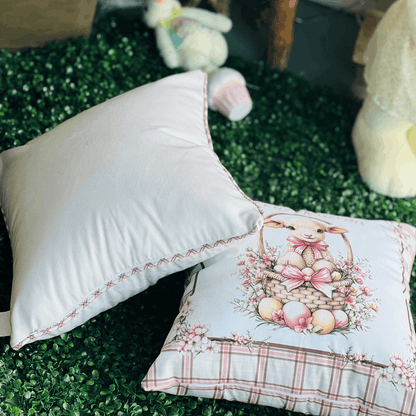Capa de Almofada de Páscoa Bege Com Cordone 43cm
