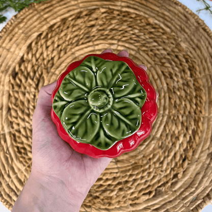 Mini Moranga Vermelha Com Tampa de Cerâmica 11cm