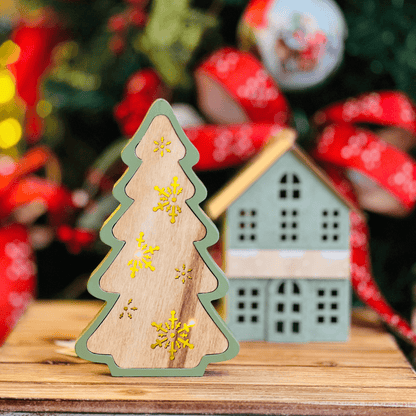 Árvore Natalina Flocos de Neve Verde Com Led 12x2x20cm