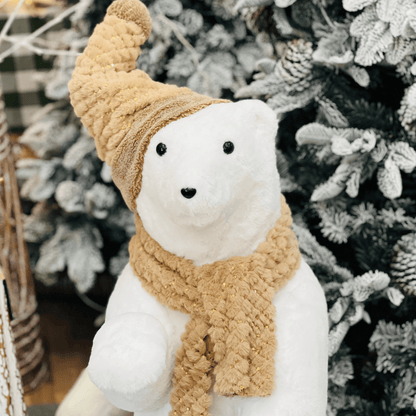 Urso Polar Natalino Em Pé Branco e Nude 110cm