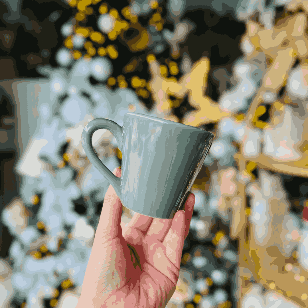 Xícara de Chá Com Pires Noite de Neve de Cerâmica - 1un