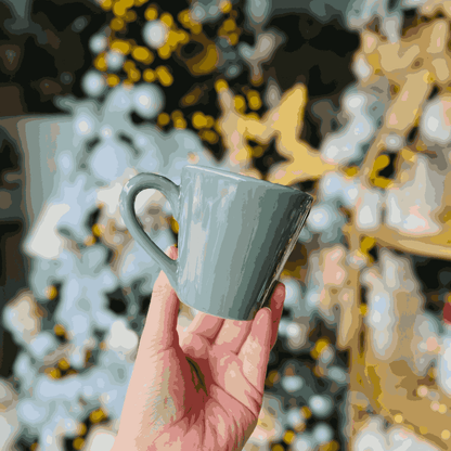 Xícara de Chá Com Pires Noite de Neve de Cerâmica - 1un