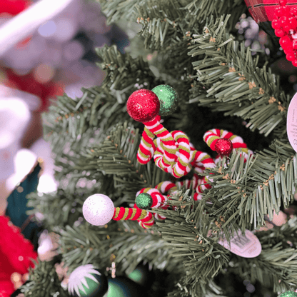 Galho Natalino Candy Espiral Pompom 35cm