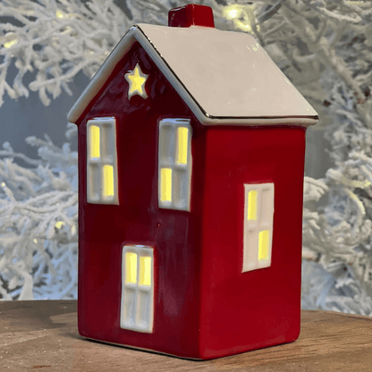 Casa Decorativa com Estrela e LED – 16cm
