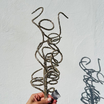 Galho Espiral Natal com Glitter Champanhe - 85cm