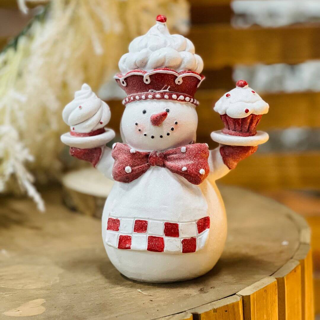 Boneco de Neve Decorativo com Cupcakes – 20cm
