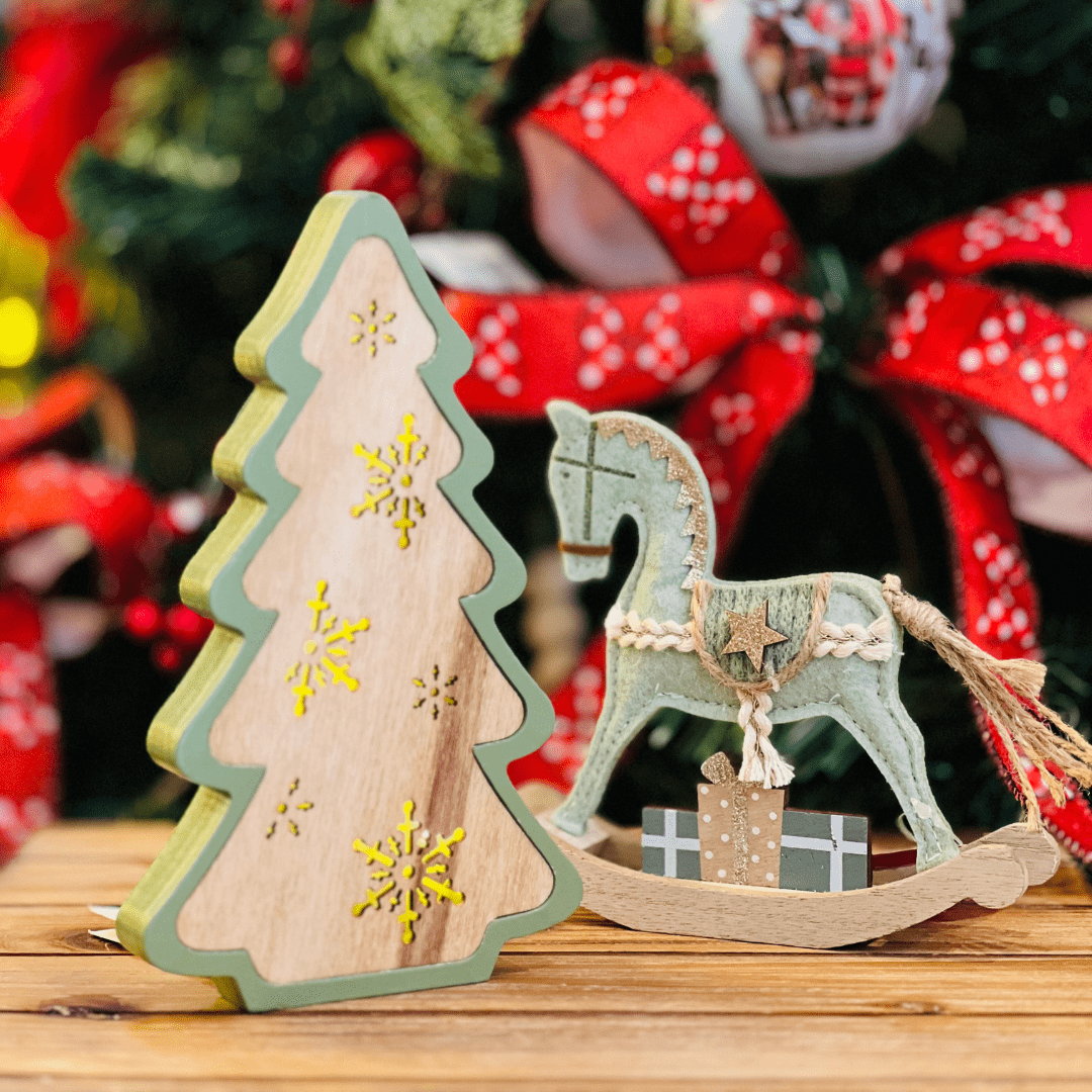 Árvore Natalina Flocos de Neve Verde Com Led 12x2x20cm