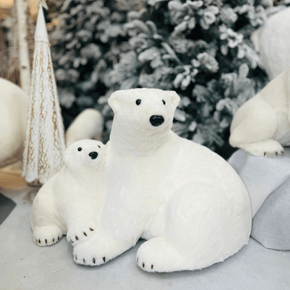 Urso Polar Com Filhote Natalino 100x50cm
