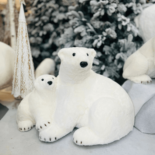Urso Polar Com Filhote Natalino 100x50cm