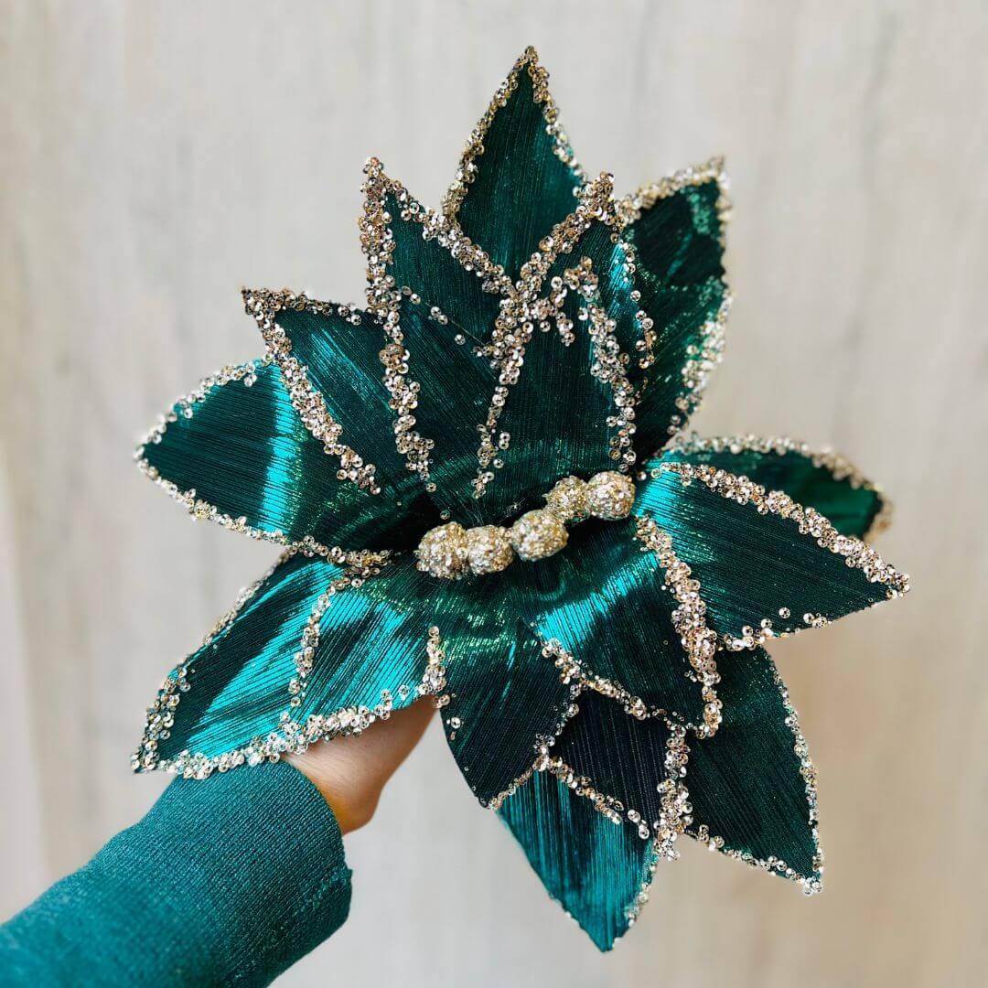 Haste Bico de Papagaio Natal Verde com Glitter – 25cm