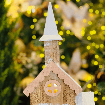 Casa Natalina Com Led de Madeira 43x20x13cm