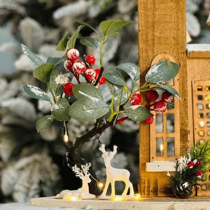 Casa Natalina Marrom Com Led de Madeira 43x25cm