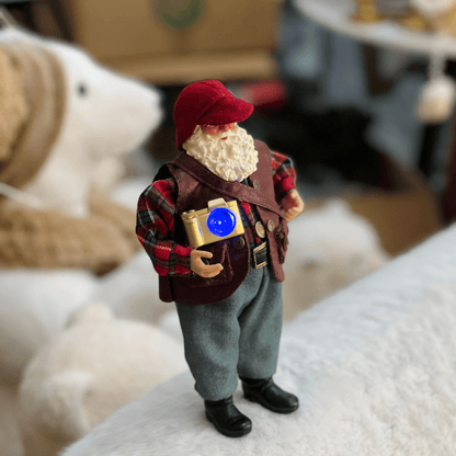 Papai Noel Colecionável Turista Com Led 30cm
