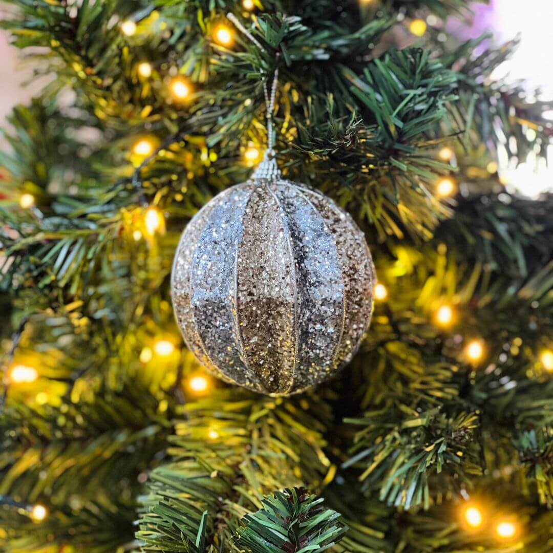 Bola Decorada Champagne – 10cm | Kit com 2