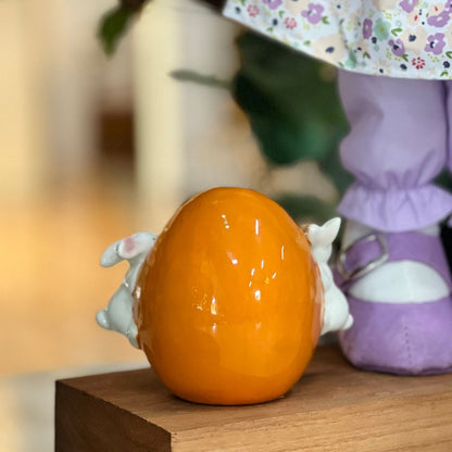 Pote Decorativo de Coelho Laranja - 8,5cm