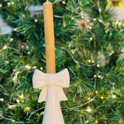 Porta Velas  Natal Decorativo Branco -  16,5x8x7,5cm