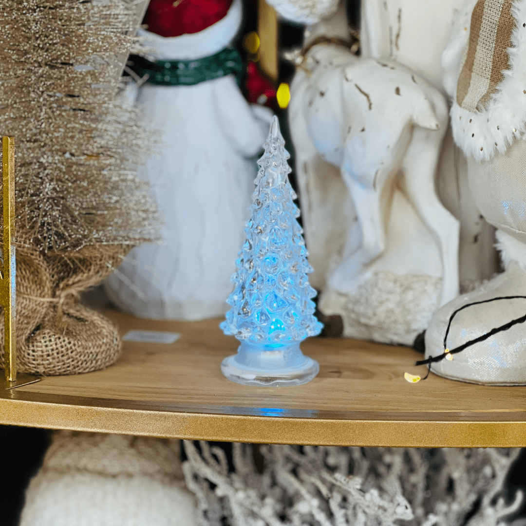 Árvore Natalina Transparente Com Led 6x6x15cm