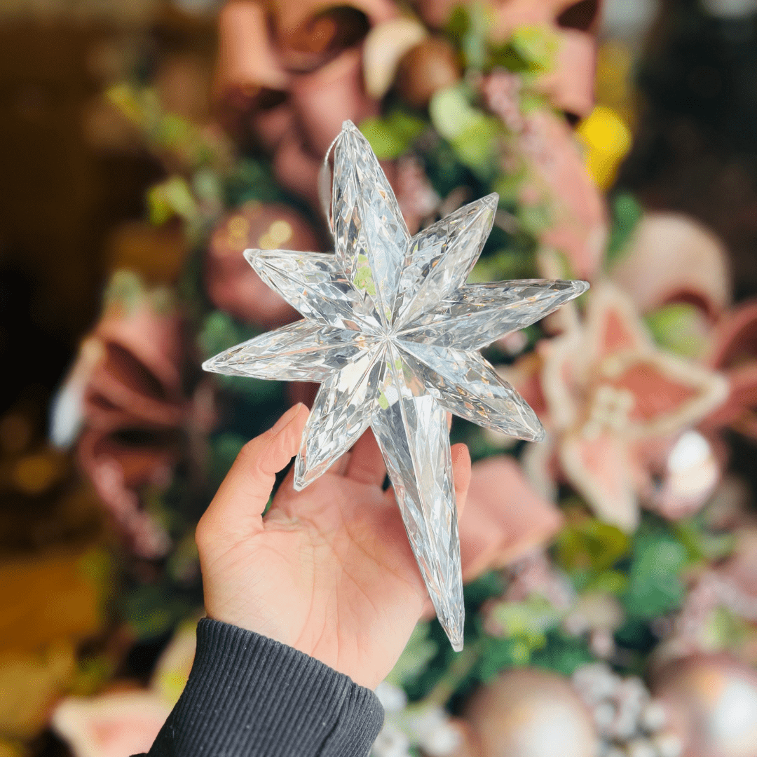 Estrela Natalina Cristal de Acrílico 20x15cm - para Pendurar